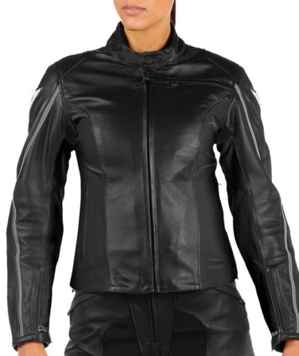 Women Motorcycle Racing Leather Jacket