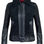 Women's Sheepskin Jacket with Cowhide Trim