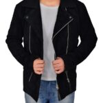 Men Black Suede Biker Jacket
