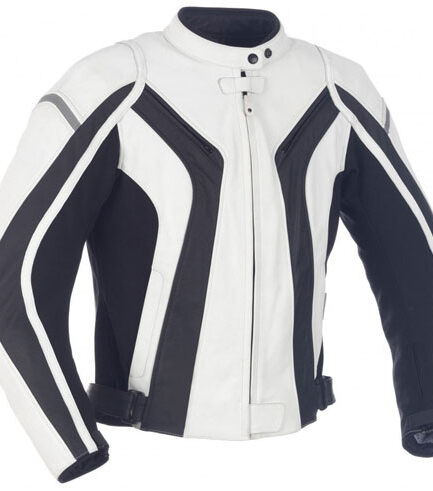White/Black Motorbike Racing Leather Jacket