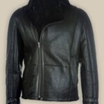 Men Pure Black B3 Shearling Jacket