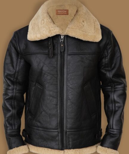 Men’s Black B3 Bomber Sheepskin Jacket