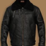 B3 AVIATOR BOMBER SHEEPSKIN BLACK JACKET