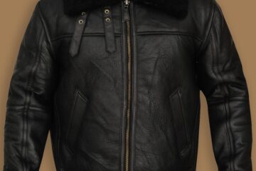 B3 AVIATOR BOMBER SHEEPSKIN BLACK JACKET