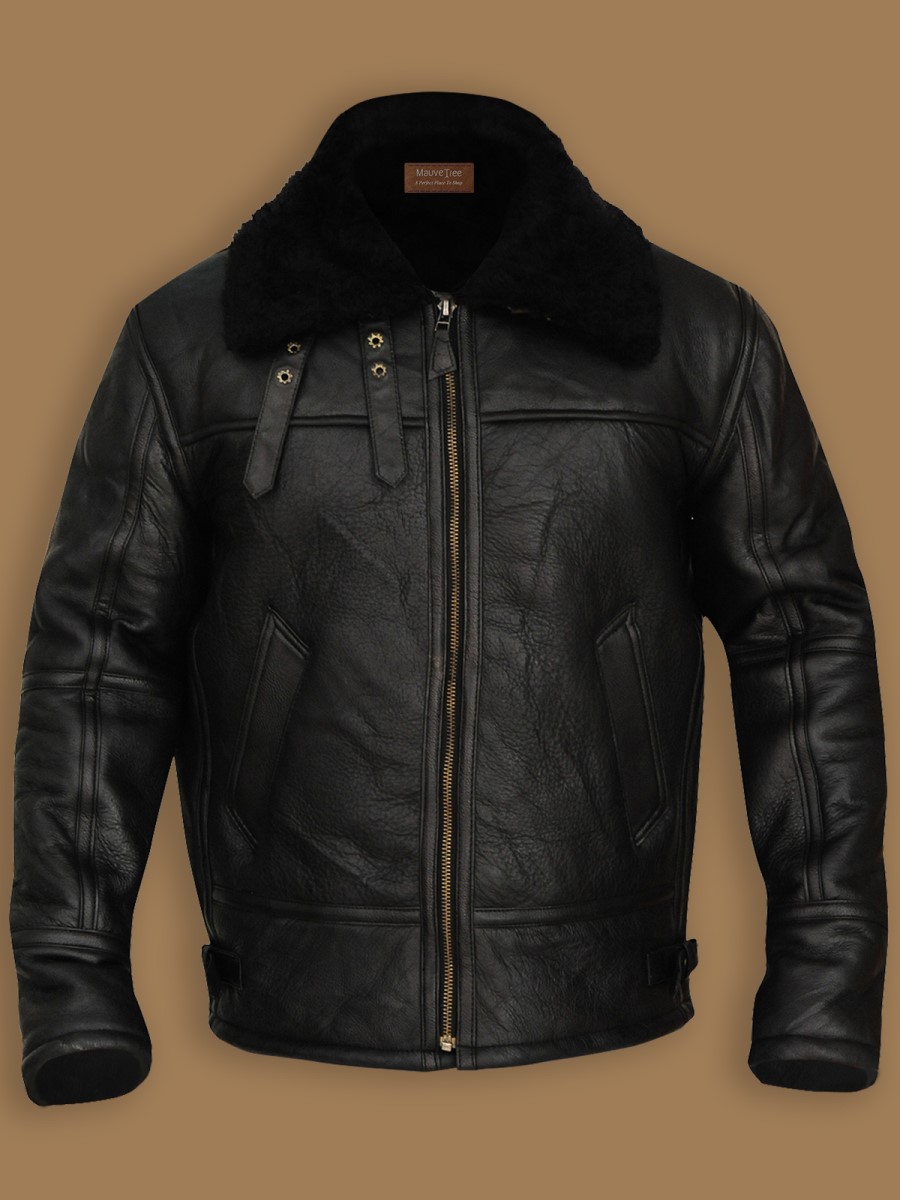 men-black-b3-bomber-shearling-leather-jacket B3 AVIATOR BOMBER SHEEPSKIN BLACK JACKET