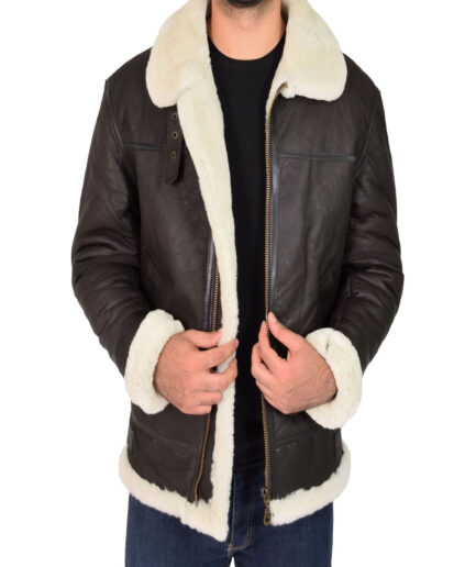 Men Jet Black B3 Bomber Leather Jacket