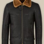 Traditional Black Shearling Jacket For Men
