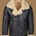 Men Black B3 Shearling Leather Jacket