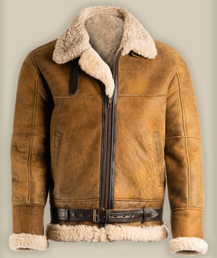 Men Brown B3 Shearling Leather Jacket