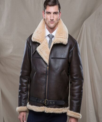Men Raf Shearling Leather Jacket