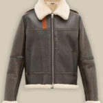 Men Dark Brown Shearling Jacket