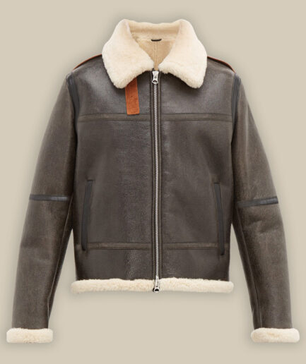 Men Dark Brown Shearling Jacket