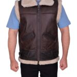 Men Sheepskin Brown Vest