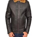 Men Real Sheepskin Brown Jacket