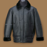 Men Black Aircraft Shearling Jacket