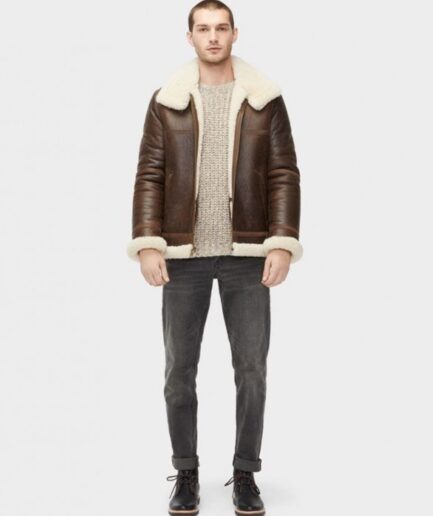 Men Aviator Shearling Leather Jacket