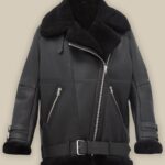 Women Pitch Black B3 Shearling Jacket