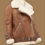 Women Light Brown Shearling Jacket