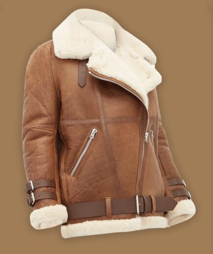 Women Light Brown Shearling Jacket