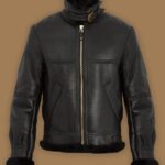 Women Pure Black B3 Shearling Jacket