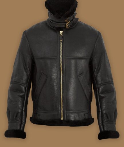 Women Pure Black B3 Shearling Jacket
