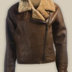 Women Brown Shearling Leather Jacket