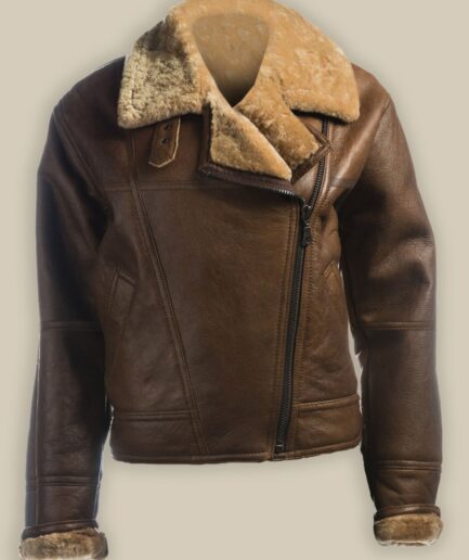 Women Brown Shearling Leather Jacket